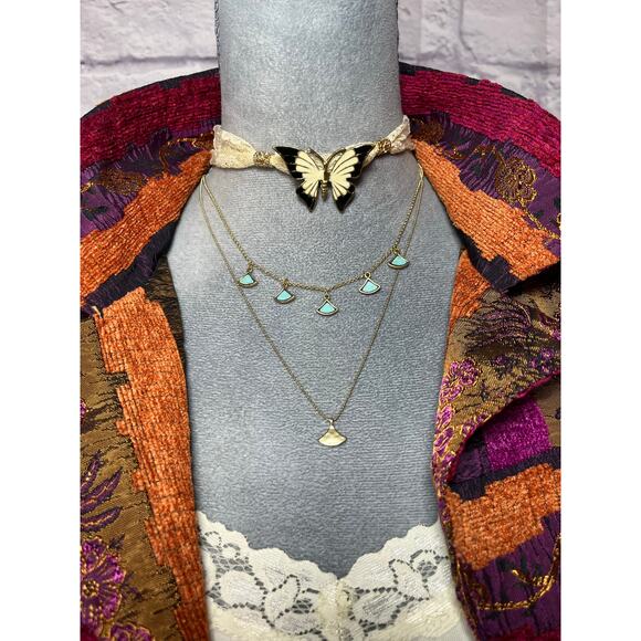 Handmade Upcycled Butterfly Pendant and Lace Choker Necklace - Picture 1 of 6